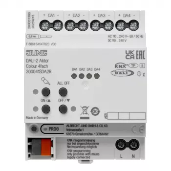 JUNG KNX DALI-2 aktuaator värviline 4-kordne, DIN-liin, 4 TE, Secure (300041SDA2R)