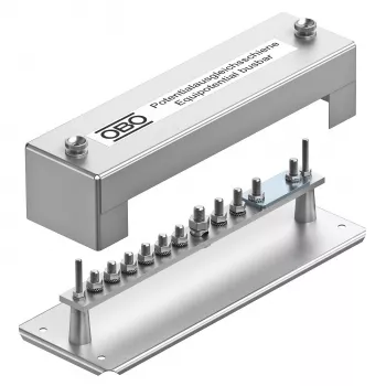OBO Bettermann potentsiaaliühtlustuslatt 1810, 348 mm, 10 ühenduspunkti, läbipaistev kate 5015057