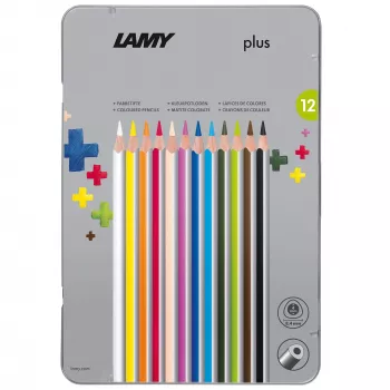 LAMY plus kolmnurksed värvipiliatsid, 12-osaline metallkarp, ergonoomiline kolmnurkne kuju, matt pind, murdumiskindel süsi 1222009