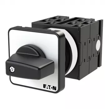 Eaton T0-4-8251/E 2-pooluseline 3-asendiline ON-OFF-ON nukk-lüliti, 20A, 690V, IP65 esipaneel, must käepide, valge esiplaat 013971