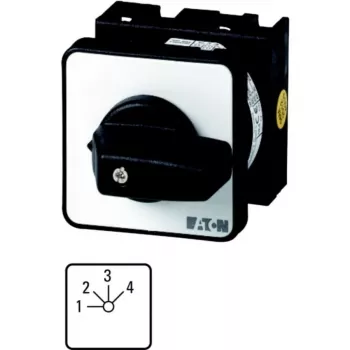 Eaton T0-4-8251/E 2-pooluseline 3-asendiline ON-OFF-ON nukk-lüliti, 20A, 690V, IP65 esipaneel, must käepide, valge esiplaat 013971