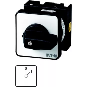 Eaton T0-1-15401/E Nukk-lüliti, 1-pooluseline, 20 A, 690 V AC, esipaneelile paigaldatav, must pöördnupp, IP65 038854