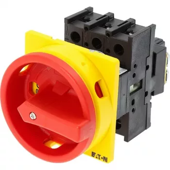 Eaton P1-25/EA/SVB 3-pooluseline pöördlüliti, 25 A, IP65, punane/kollane käepide 041097