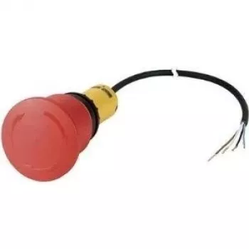 Eaton C22 hädaseiskamise nupp, 24 V AC/DC, 4 A, 2 NC, keerates vabastatav, IP69K, punane seenpea, kollane krae, 45 mm 185155