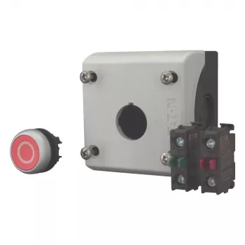 Eaton M22-D-R-X0/KC11/I Pushbutton Actuator koos kontaktplokiga, punane, titaan, plastik, IP66/IP67/IP69 216521