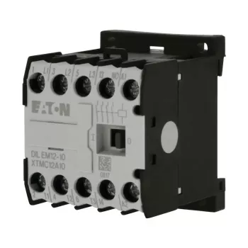 Eaton DILEM12-10 mini kontaktor, 3-pooluseline, 12 A, 230 V 50 Hz / 240 V 60 Hz mähis, 1 NO abikontakt, IP20, must/valge 127075