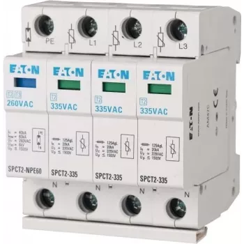 EATON SPCT2-335-3+NPE 2. tüüpi liigpingepiirik, 3-faasiline + null + PE, 335 V AC, 40 kA Imax, DIN-liinile 167622