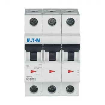 EATON FAZ-D16/3 miniatuurne kaitselüliti 16A 3-pooluseline D-karakteristikuga 6kA 278896