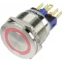 TRU COMPONENTS 1303040 GQ22S-11E/R/12V Vandalismikindel surunupplüliti, hetkelüliti, 1 NO, 250 V AC, 3 A, punane rõngasvalgustus 12 V DC, IP65, 22 mm paigaldus