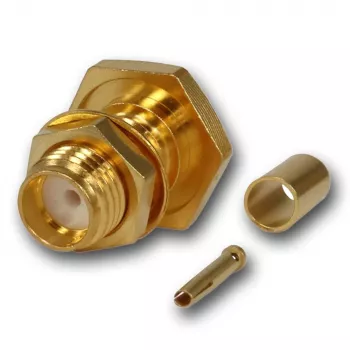 Telegärtner SMA emane pressliitmikuga kerepaneeli pesa RG-316/U jaoks, kullatud, 50 Ohm, DC-6 GHz J01151A0001Z