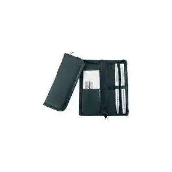 JÜSCHA Alassio pastakate ümbris 3 kirjutusvahendile, nahk, must, krediitkaardi sektsiooniga (2603)