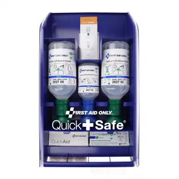 First Aid Only Quick+ Safe DIN EN 15154-4 esmaabikarp, sinine, seinale kinnitatav, ABS-plast, DIN 13157 täitega P-44026 00