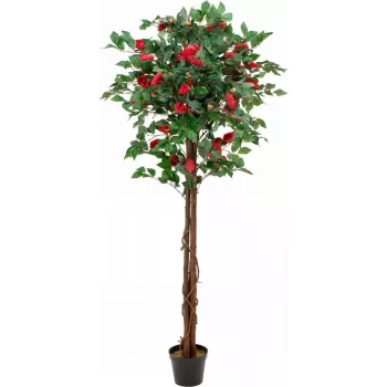 EUROPALMS Camellia Tree Red with Pot, kunsttaim, 180cm 82507226