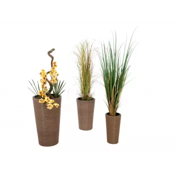 EUROPALMS India dekoratiivne potikomplekt, 3 suurust, hall kivimustriga, sise-/väliskasutuseks 83011268