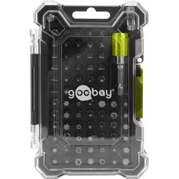 Goobay Tools 72-osaline otsakuhoidja komplekt magnetilise kiirvahetusotsakuhoidjaga, S2 terasest otsakud, 1/4 inch kuuskantajam, slotted, Phillips, Pozidriv, Torx, turva-Torx, kuuskant, turvakuuskant, square, spanner, Tri-Wing, Torq-Set, 25 mm otsakud 77843