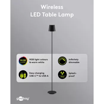 Goobay juhtmevaba LED põrandalamp, suurus XL, 122 cm, RGBW, must 76573