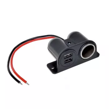 IWH 12/24V sõiduki toitepesa 2 USB-pordiga, koguväljund 4,2A (019010)