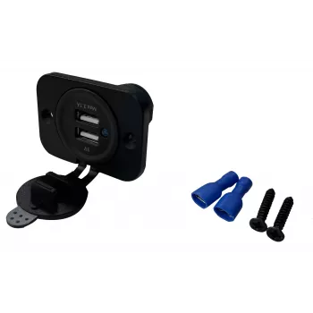 IWH USB kahekordne süvispaigaldusega pesa 12/24V 2.1A 2x USB-A must 019006