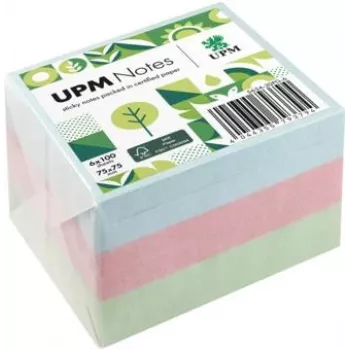 UPM Notes kleebised 5654-20PG-6 pastelsed 75x75mm 100 lehte assortii 6 plokki