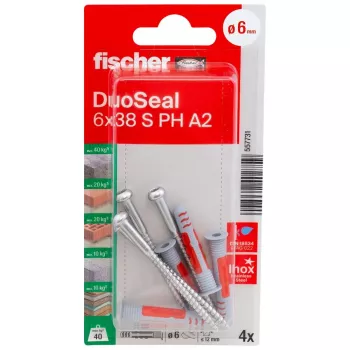 fischer DuoSeal 6 x 38 S PH TX A2 K NV seinakinnituskomplekt (4 osa) 557731
