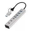 LogiLink USB 3.0 jaotur, 7 porti, 4x USB-A 3x USB-C, alumiiniumkorpus