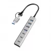 LogiLink USB 3.0 jaotur, 7 porti, 4x USB-A 3x USB-C, alumiiniumkorpus