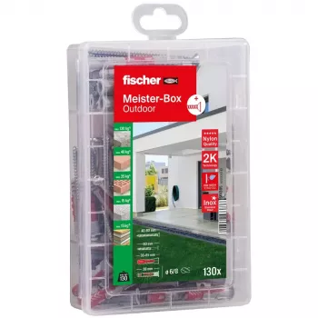 FISCHER Praktiline abimees välitingimustesse/niisketesse ruumidesse tüüblite ja kruvide komplekt 130 osa 561385