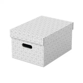 LEITZ 628282 Kodune hoiukarp keskmine, 3-osaline komplekt, valge, 100% taaskasutatud lainepapp, eemaldatav kaas, virnastatav