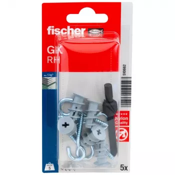 Fischer GK RH K NV kipsplaaditüübel ümara konksuga, 22 mm, 1 komplekt (510662)