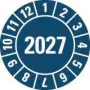 HEIN Industrieschilder ülevaatuskleebis 2027, sinine, isekleepuv kile, ümmargune 20 mm, 500 tk rullis 189463