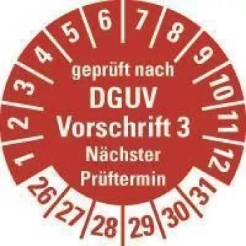 HEIN Industrieschilder DGUV V3 ülevaatuskleebis NP26-31, ümmargune 20 mm, püsiv liim, valge, 500/rull 185658