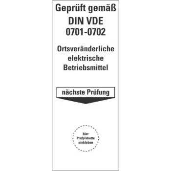 HEIN 178140 ülevaatusetikett DIN VDE 0701-0702 jaoks, isekleepuv, kollane, 50 x 25 mm, 100 etiketti