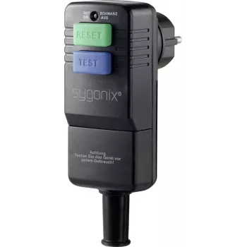 Sygonix SY-3779070 Schuko nurk-pistik PRCD-ga, 230 V, 16 A, IP54, must