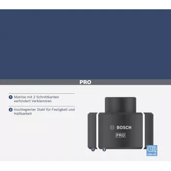Bosch 2608001168 pressimismatriits torukujuliste kaablikingade ja ühendusdetailide jaoks, 240 mm², kuusnurkne profiil