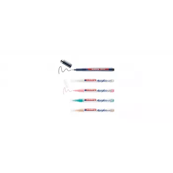 edding 5300 akrüülmarkeri komplekt Manga, 5 peene ümara otsaga markerit, joone laius 1-3 mm, pigmenteeritud tint, erinevad värvid (must, valge, pastelne kollane, pastelne roosa, pastelne sinine) 4-5300-1800-5-1