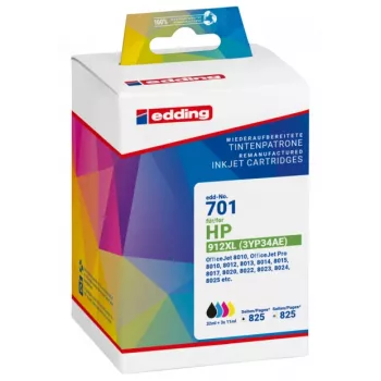 Edding 18-701 ühilduv tindikasseti mitmikpakend HP 912XL jaoks, must/tsüaan/magenta/kollane
