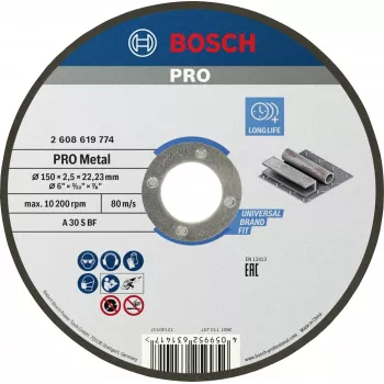 Bosch Standard metalli lõikeketas 150 mm x 1,6 mm x 22,23 mm, sirge, alumiiniumoksiid, 1 tk 2608619774