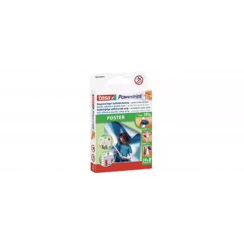 tesa 58003 Powerstrips plakatikinnitusribad, 60 tk, valge, kahjustusteta kinnitamine 58003-00500-04