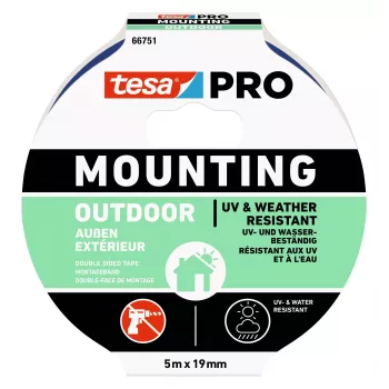 tesa Mounting PRO Outdoor 66751-00001-00 läbipaistev kinnituslint, 5 m x 19 mm, 1 rull