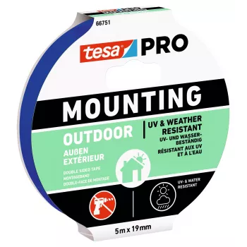 tesa Mounting PRO Outdoor 66751-00001-00 läbipaistev kinnituslint, 5 m x 19 mm, 1 rull