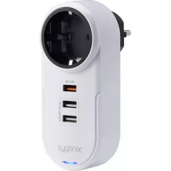 Sygonix SY-4512994 Schuko pistikadapter 2 USB laadimisportiga, valge