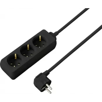 Sygonix SY-4890978 pikendusjuhe must Schuko 3 pistikupesa 1,5 m liigpingekaitse