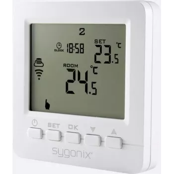 Sygonix juhtmevaba süvispaigaldatav ruumitermosaat nädalaprogrammiga, 5-35°C, 868 MHz, 16A relee, valge (SY-4500820)
