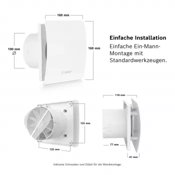 BOSCH F1500 DH 100 vannitoa väljatõmbeventilaator järeltöötlusajaga DN 100 7738335626