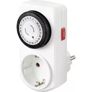 Sygonix SY-5042668 analoogne pistiktaimer, päevaprogramm, 3680 W, IP20, pidev töö, valge