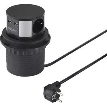 SYGONIX SY-4780156 toiteplokk-torn 8 vahelduvvoolu pistikupesa, 2 USB-A, 1 USB-C, 1,5 m kaabel, must/hõbedane