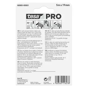 tesa Mounting PRO Transparent 66965-00001-00 kahepoolsne akrüülvahust kinnituslint, 5 m x 19 mm, kannab kuni 10 kg/m, UV- ja niiskuskindel, sise- ja välistingimustesse