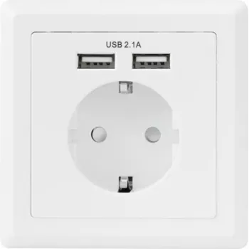 Sygonix SY-5045294 süvispaigaldusega pistikupesa, suurendatud puutekaitsega ja USB laadimisväljundiga IP20