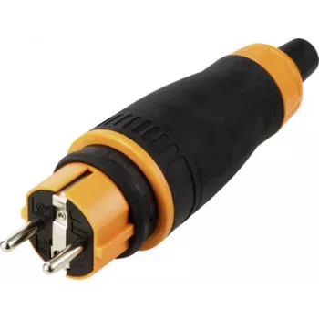 Sygonix SY-6618478 Schuko maandusega pistik TPE PC 250 V/AC must oranž IP44