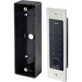 Sygonix SY-5231014 sõrmejälje/RFID-iga süvispaigaldatav juurdepääsukontrollisüsteem valgustatud klaviatuuriga, 12-18 V DC, IP55